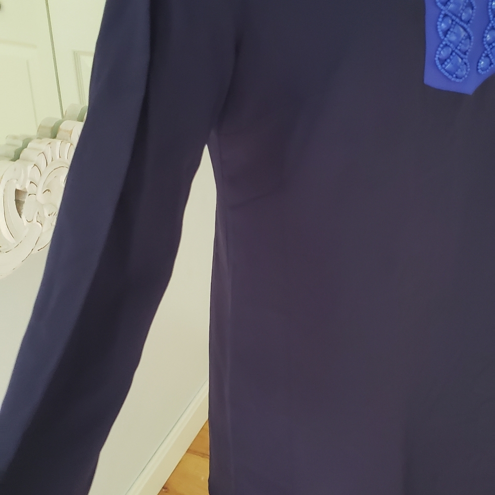 Sail to Sable Navy Blue Midi Dress with Royal Blue Accents - Picture 6 of 7